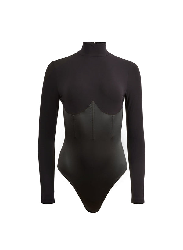 Black - Mock Neck Long Sleeve Bodysuit | Fleur du Mal - DEMO