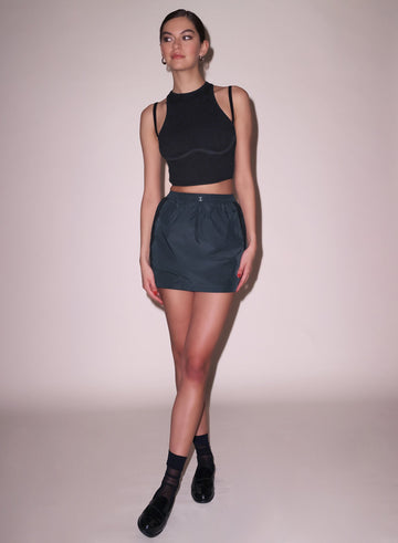 Black - Strappy Ribbed Tank | Fleur du Mal - DEMO