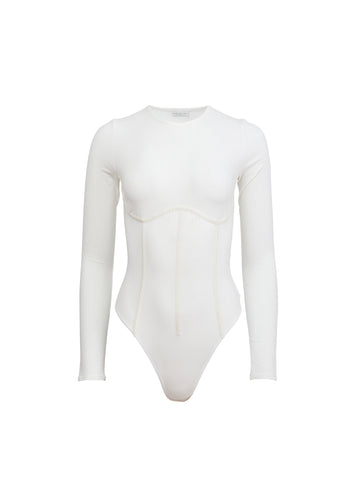 Ivory - Organic Cotton Long Sleeve T-Shirt Bodysuit | Fleur du Mal - DEMO