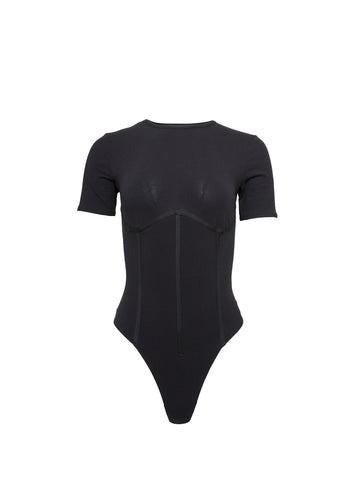 Black - Organic Cotton T-Shirt Bodysuit | Fleur du Mal - DEMO