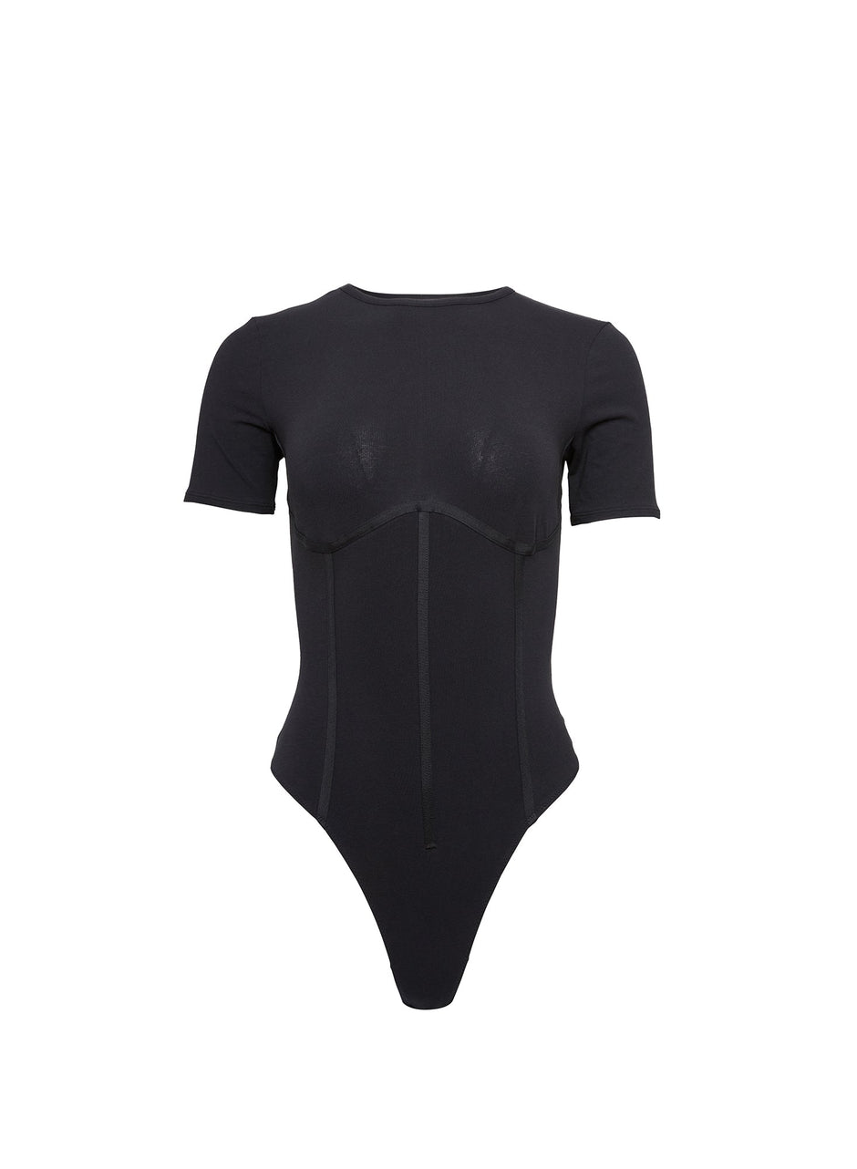 Black - Organic Cotton T-Shirt Bodysuit | Fleur du Mal - DEMO