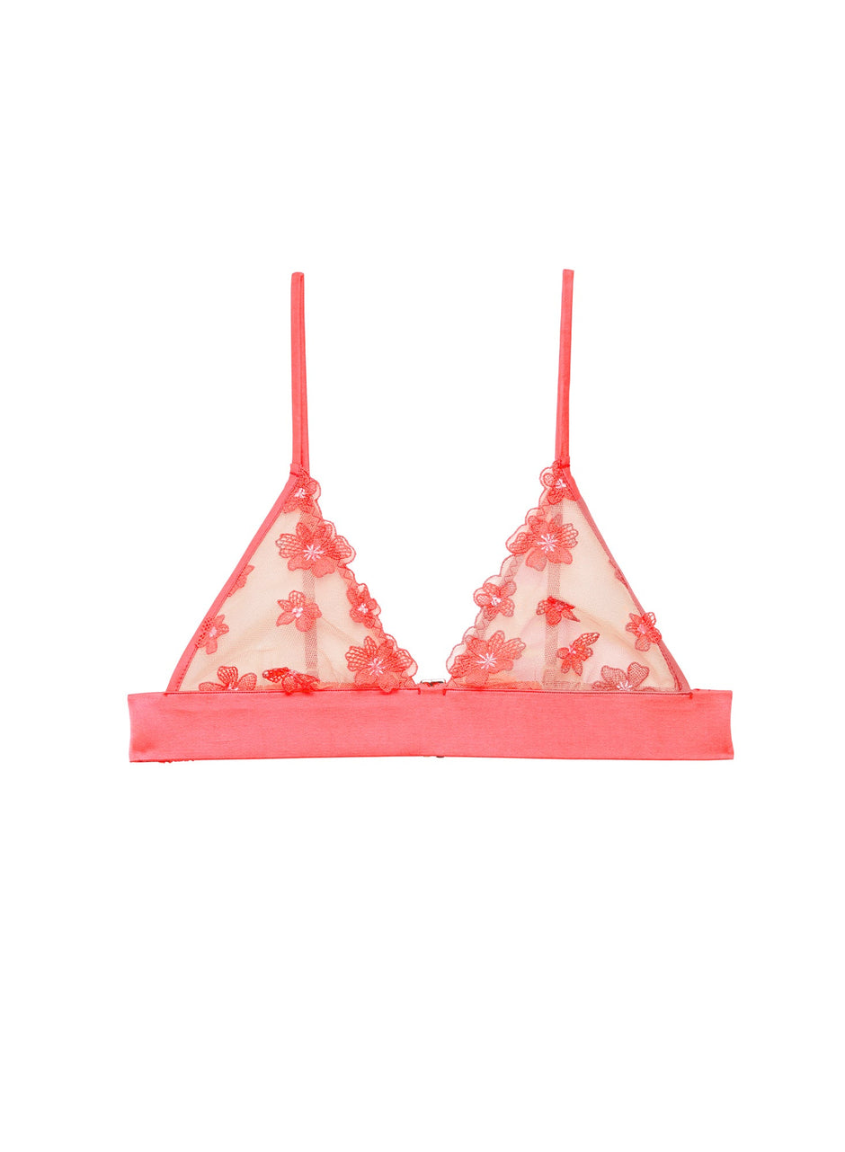 Pop pink - Petal Embroidery Triangle Bralette | Fleur du Mal - DEMO