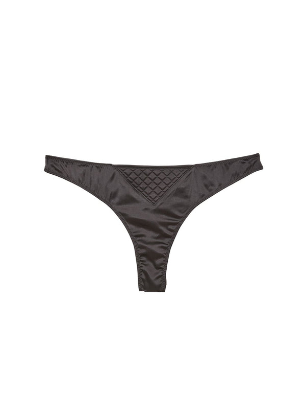 Black - Quilted Luxe Thong | Fleur du Mal - DEMO