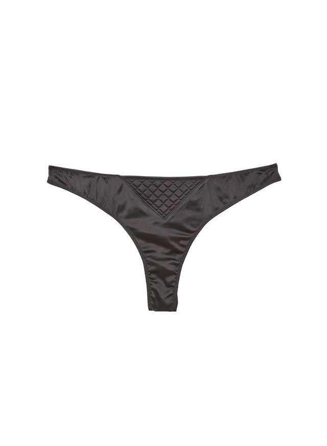 Black - Quilted Luxe Thong | Fleur du Mal - DEMO