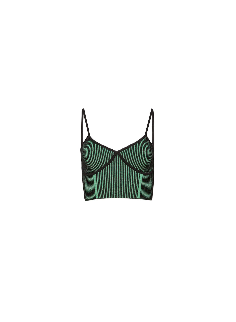 Green/black rib - Rib Knit Cropped Tank | Fleur du Mal - DEMO