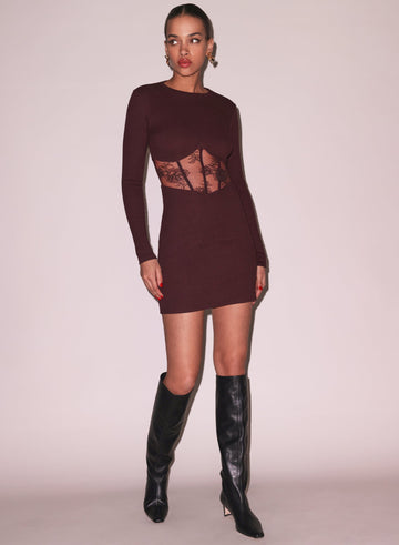 Amarena - Rib and Bouquet Lace Boned Dress | Fleur du Mal - DEMO