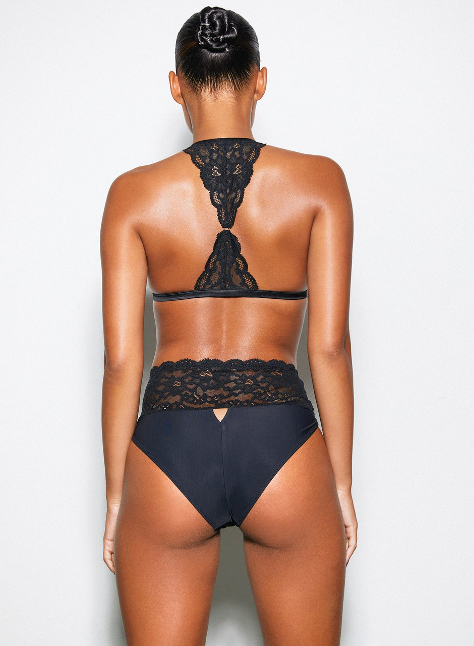 Black - Charlotte Racerback Bra | Fleur du Mal - DEMO