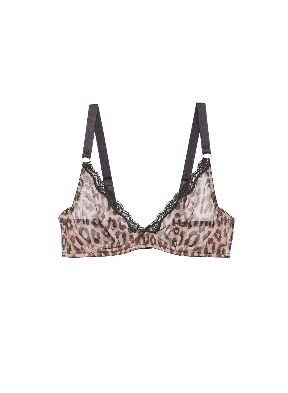 Leopard print - Sheer Tulle Demi Bra | Fleur du Mal - DEMO