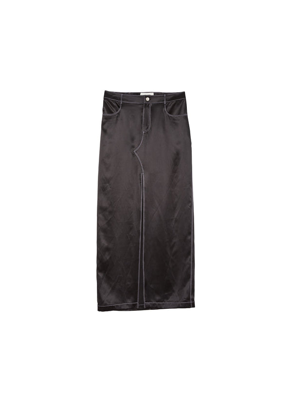 Black - Silk Maxi Skirt | Fleur du Mal - DEMO