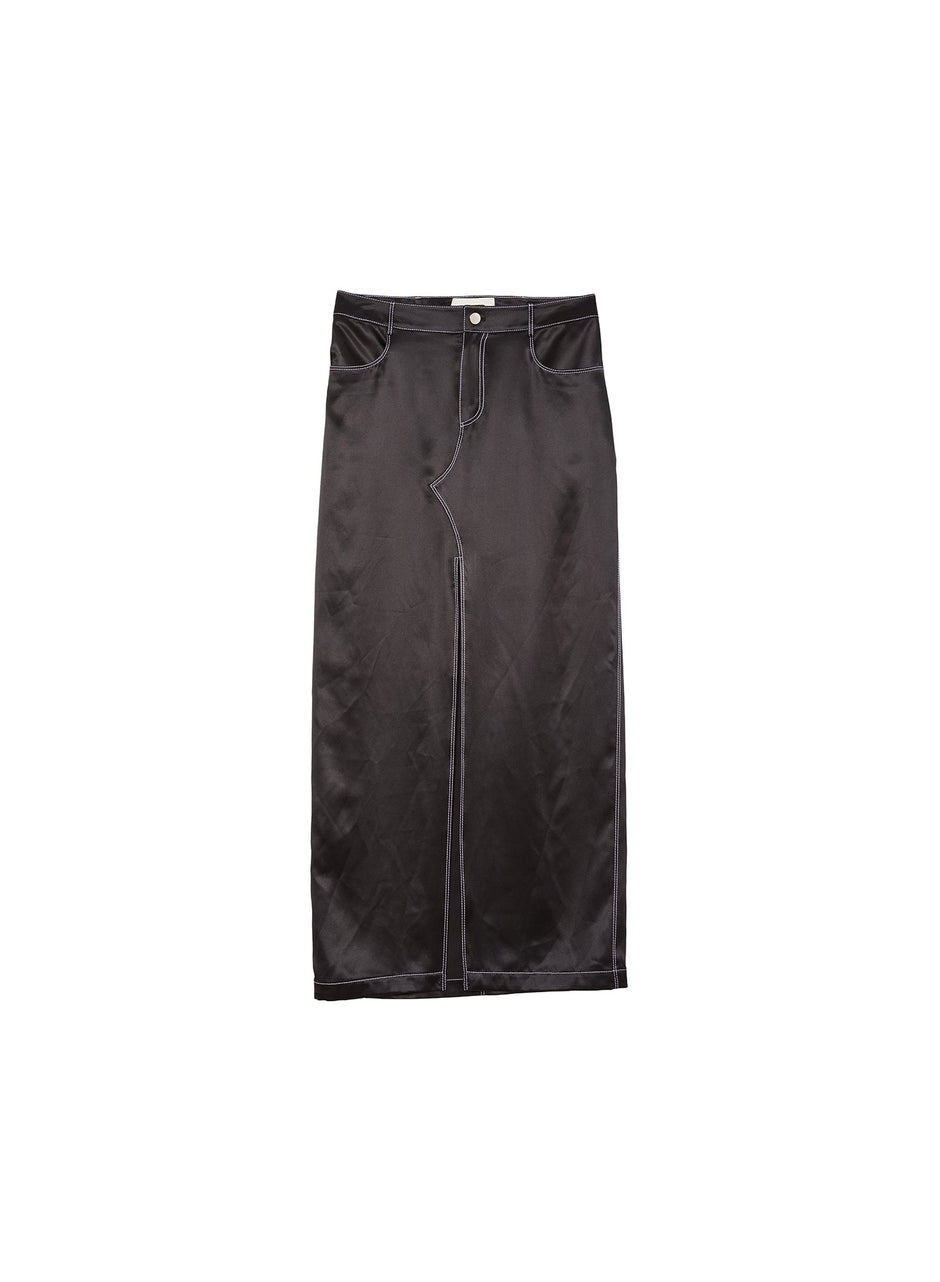 Black - Silk Maxi Skirt | Fleur du Mal - DEMO