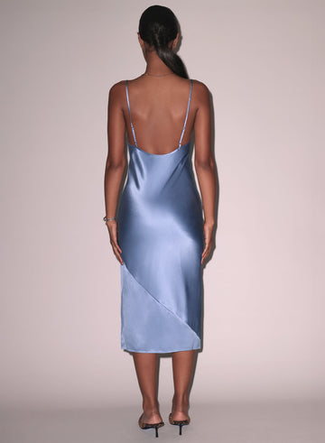 Denim blue - Silk Bias Slip Dress | Fleur du Mal - DEMO