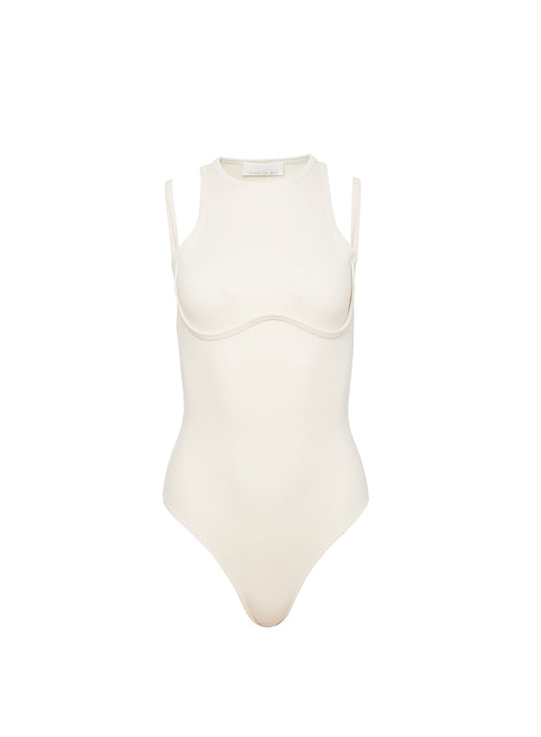 Ecru - Strappy Ribbed Bodysuit | Fleur du Mal - DEMO