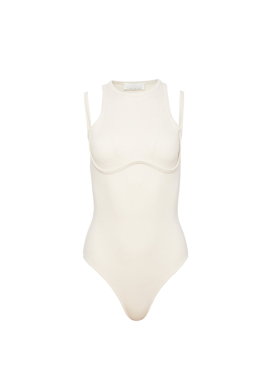 Ecru - Strappy Ribbed Bodysuit | Fleur du Mal - DEMO