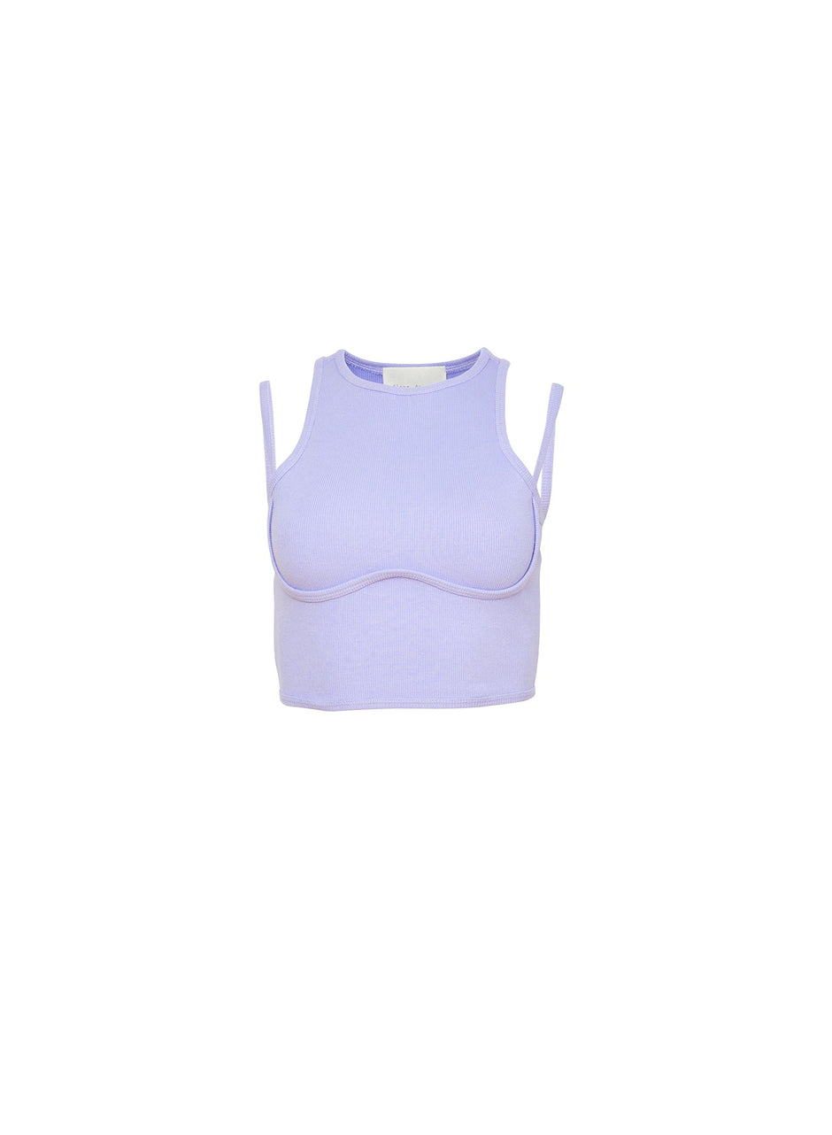 Lavender blue - Strappy Ribbed Tank | Fleur du Mal - DEMO