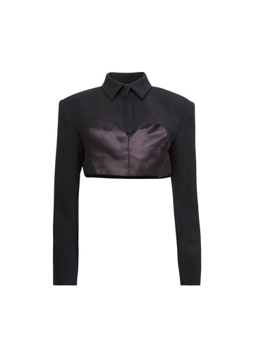 Black - Cropped Blazer | Fleur du Mal - DEMO