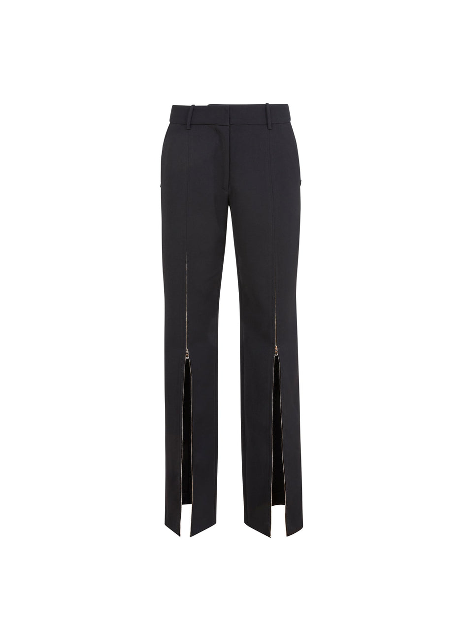 Black - Zipper Split Hem Pant | Fleur du Mal - DEMO