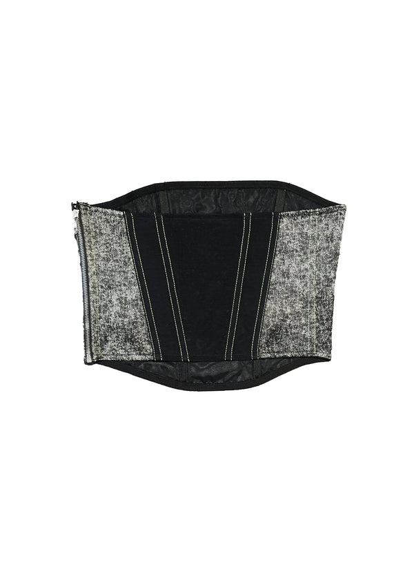 Grey acid wash - Silk Corset Top | Fleur du Mal - DEMO