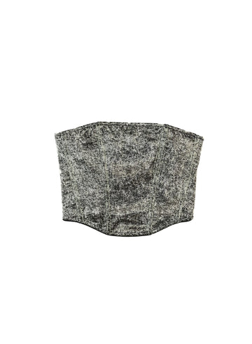 Grey acid wash - Silk Corset Top | Fleur du Mal - DEMO