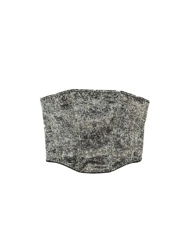 Grey acid wash - Silk Corset Top | Fleur du Mal - DEMO
