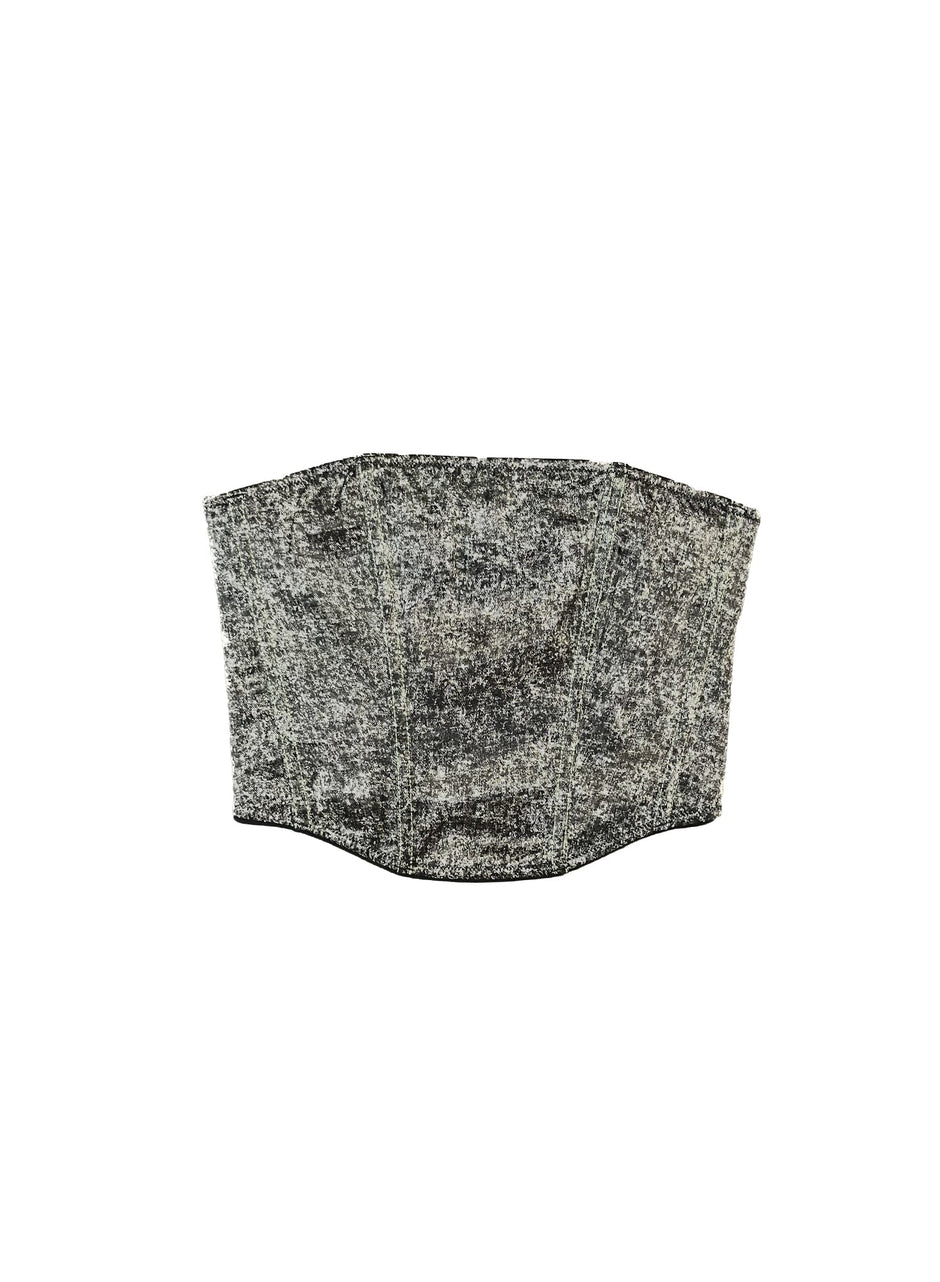 Grey acid wash - Silk Corset Top | Fleur du Mal - DEMO