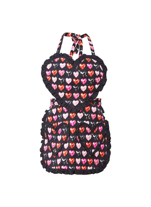 Heartbreaker print - Ruffle Heart Apron | Fleur du Mal - DEMO