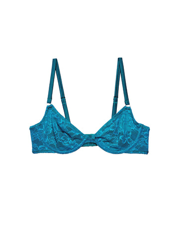 Aquamarine - Le Stretch Lace Demi Bra | Fleur du Mal - DEMO