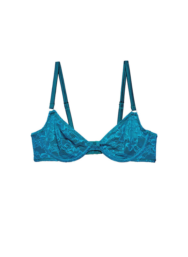 Aquamarine - Le Stretch Lace Demi Bra | Fleur du Mal - DEMO