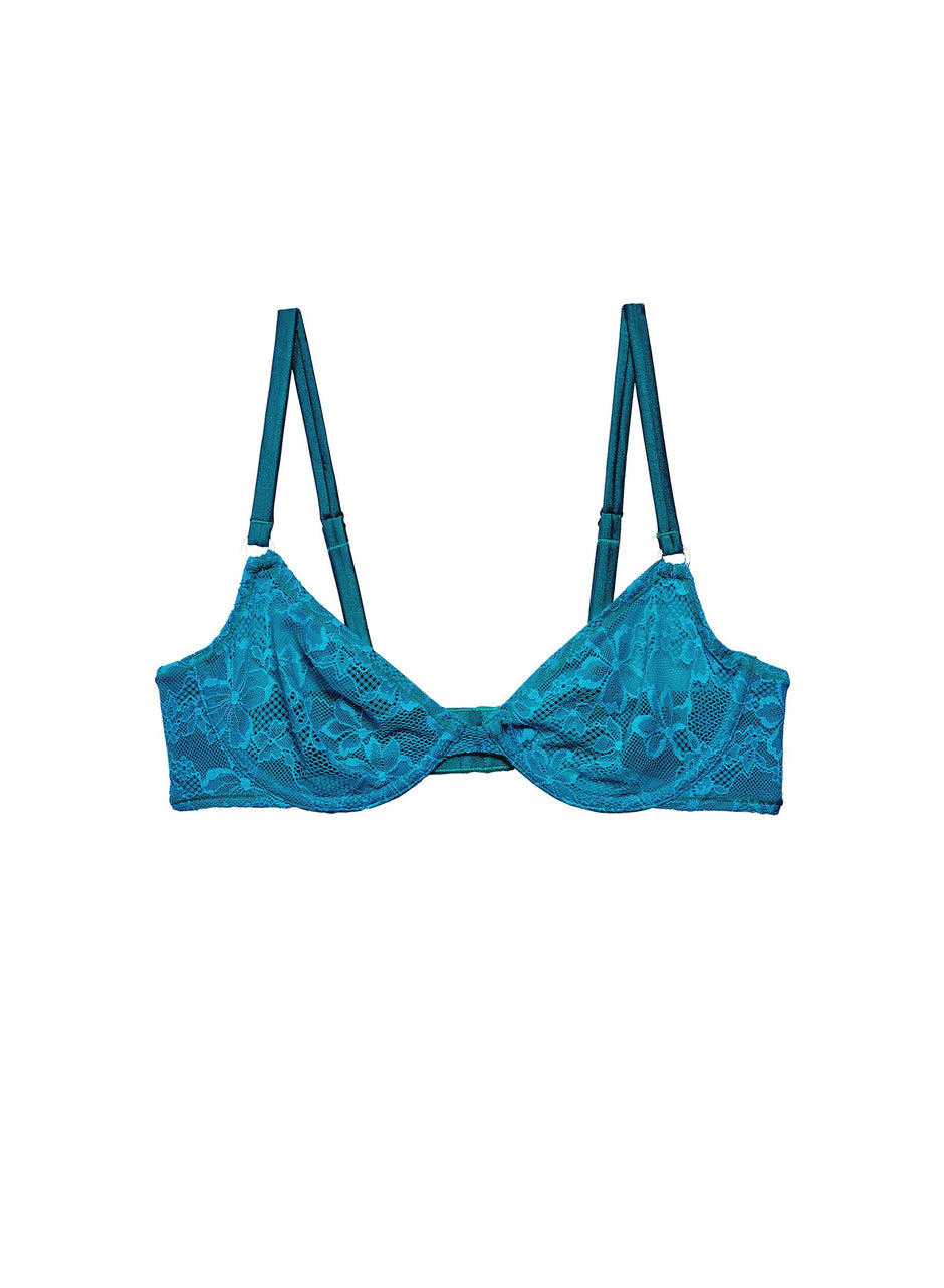 Aquamarine - Le Stretch Lace Demi Bra | Fleur du Mal - DEMO