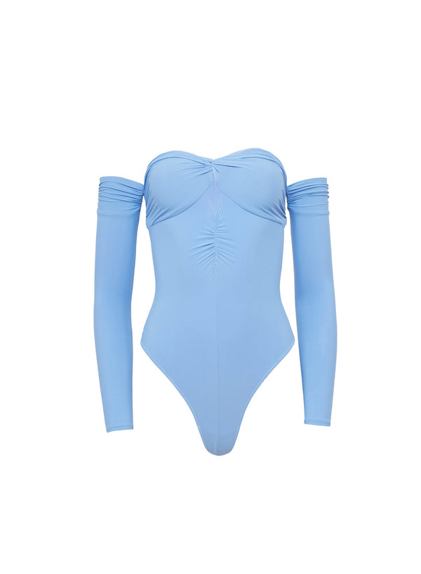 Astrid blue - Jersey Ruched Bodysuit | Fleur du Mal - DEMO