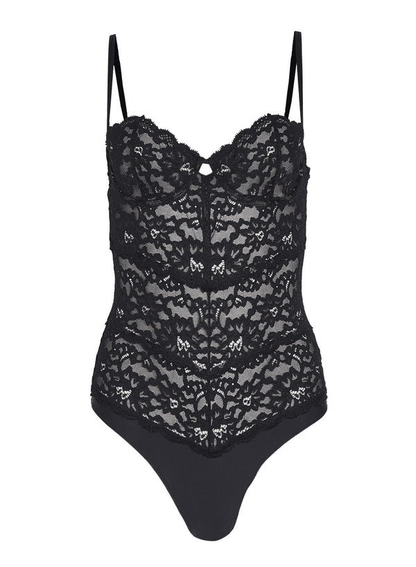 Black - Charlotte Balconette Bodysuit | Fleur du Mal - DEMO