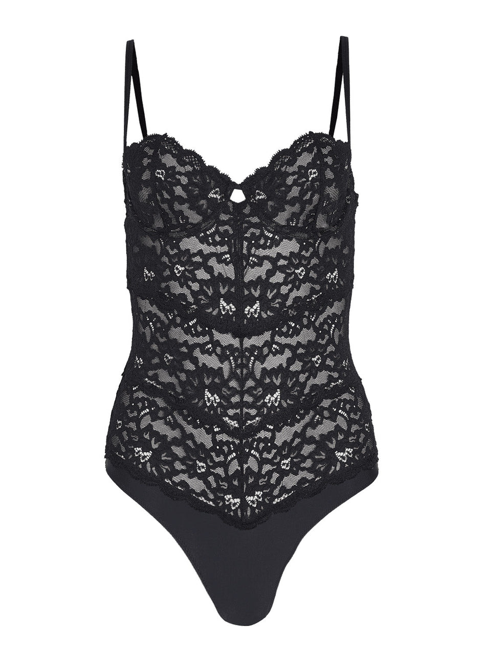 Black - Charlotte Balconette Bodysuit | Fleur du Mal - DEMO