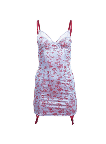Blue mist - Rose Jacquard Bebe Slip Dress | Fleur du Mal - DEMO