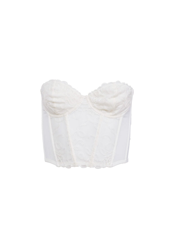 Ivory - Bella Embroidery Bustier | Fleur du Mal - DEMO