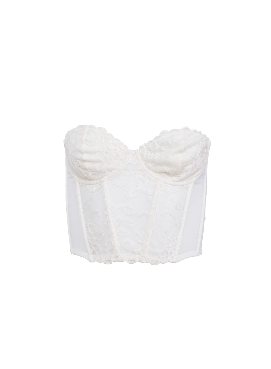 Ivory - Bella Embroidery Bustier | Fleur du Mal - DEMO