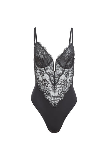 Black - Bianca Lace Bodysuit | Fleur du Mal - DEMO