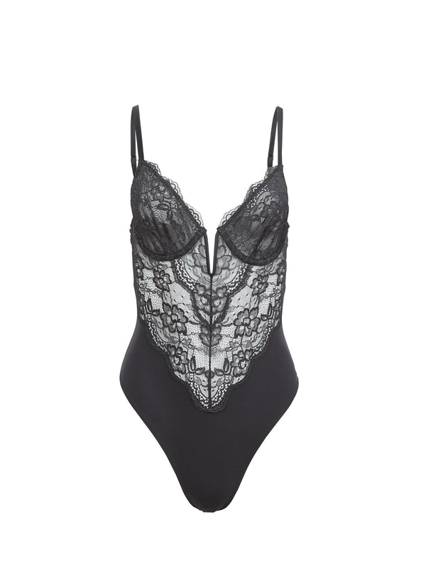 Black - Bianca Lace Bodysuit | Fleur du Mal - DEMO