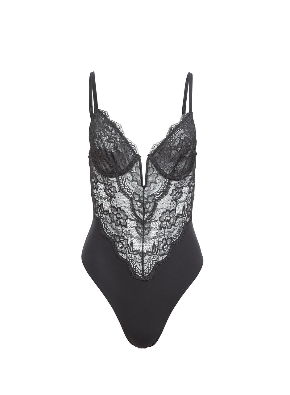 Black - Bianca Lace Bodysuit | Fleur du Mal - DEMO