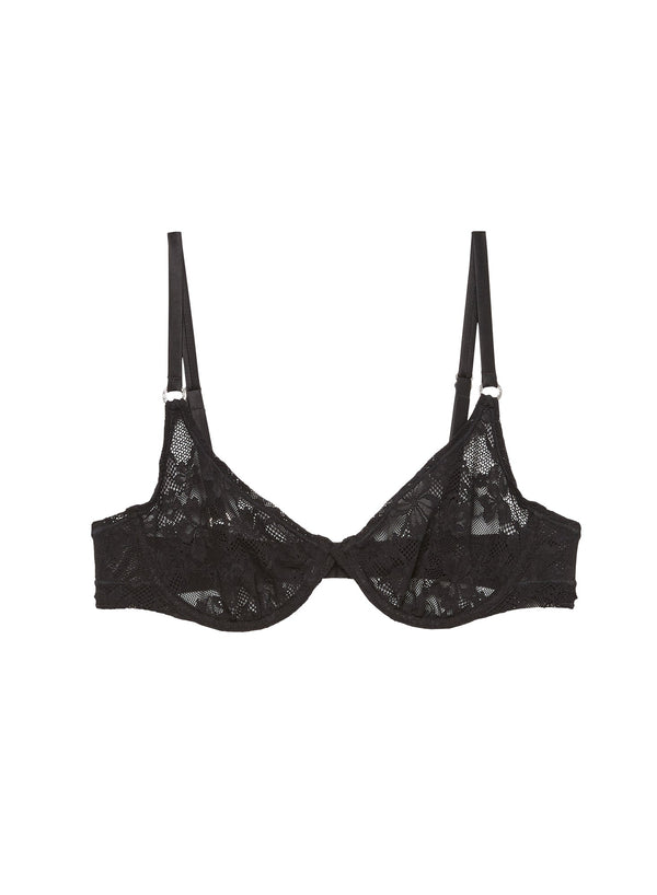 Black - Le Stretch Lace Demi Bra | Fleur du Mal - DEMO