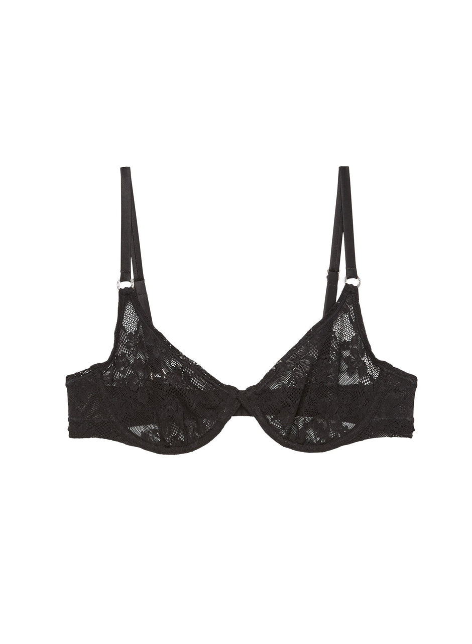 Black - Le Stretch Lace Demi Bra | Fleur du Mal - DEMO