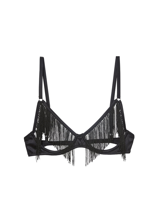 Black - Fringe Ouvert Bra | Fleur du Mal - DEMO