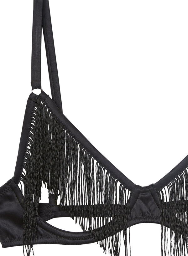 Black - Fringe Ouvert Bra | Fleur du Mal - DEMO