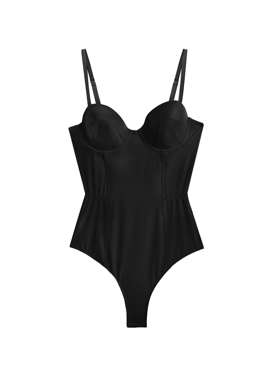 Black - Eco Luxe Jersey Bullet Bodysuit | Fleur du Mal - DEMO