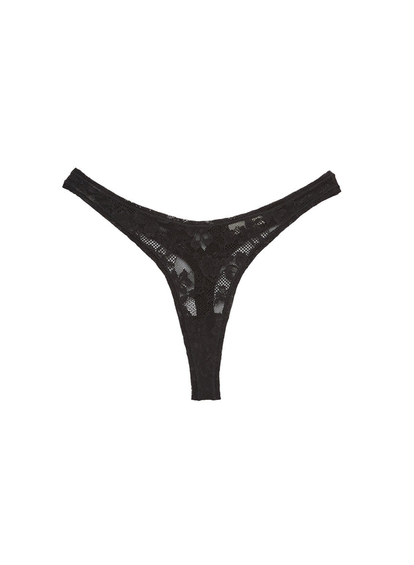 Black - Le Stretch Lace Thong | Fleur du Mal - DEMO
