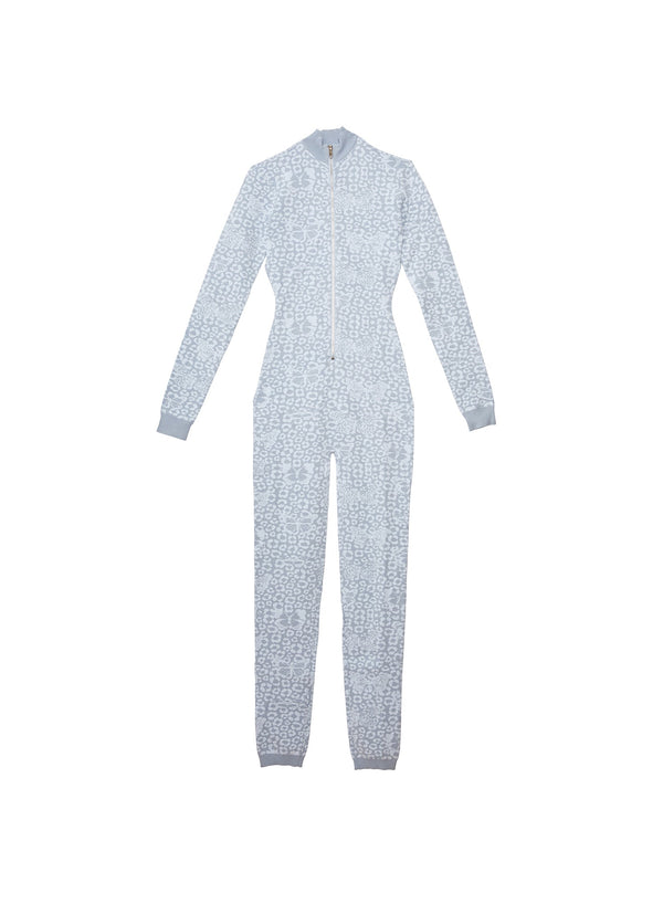 Light blue butterfly jacquard - Knit Catsuit | Fleur du Mal - DEMO