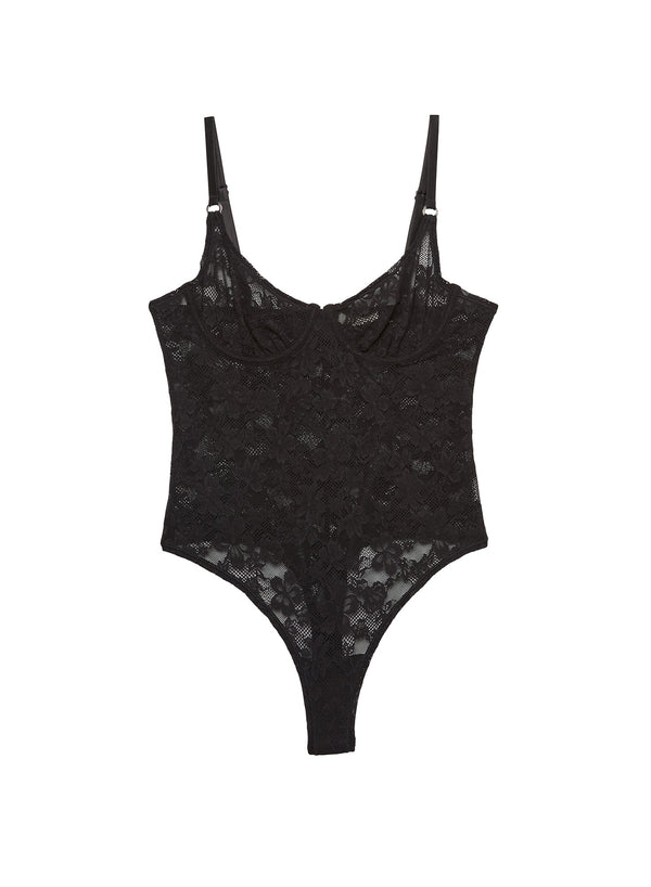 Black - Le Stretch Lace Bodysuit | Fleur du Mal - DEMO