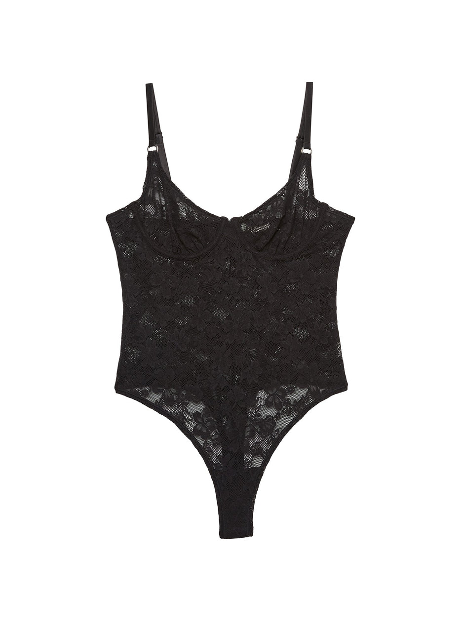Black - Le Stretch Lace Bodysuit | Fleur du Mal - DEMO