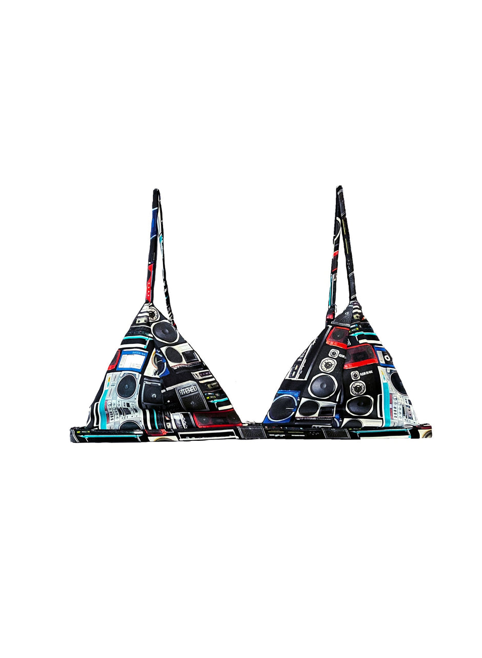 Boombox print - Luxe Triangle Bra | Fleur du Mal - DEMO