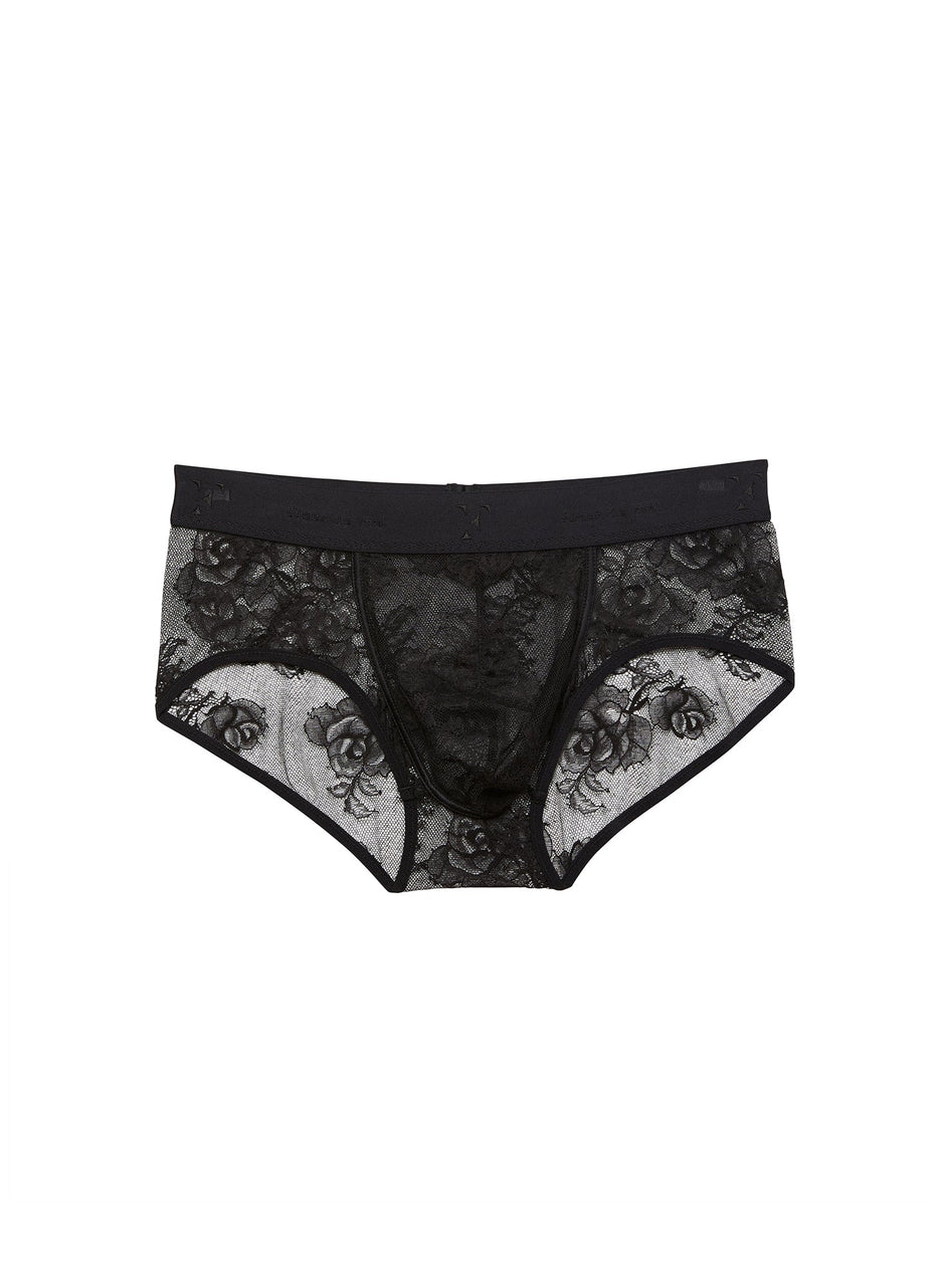 Black - Men&#39;s Bouquet Lace Brief | Fleur du Mal - DEMO