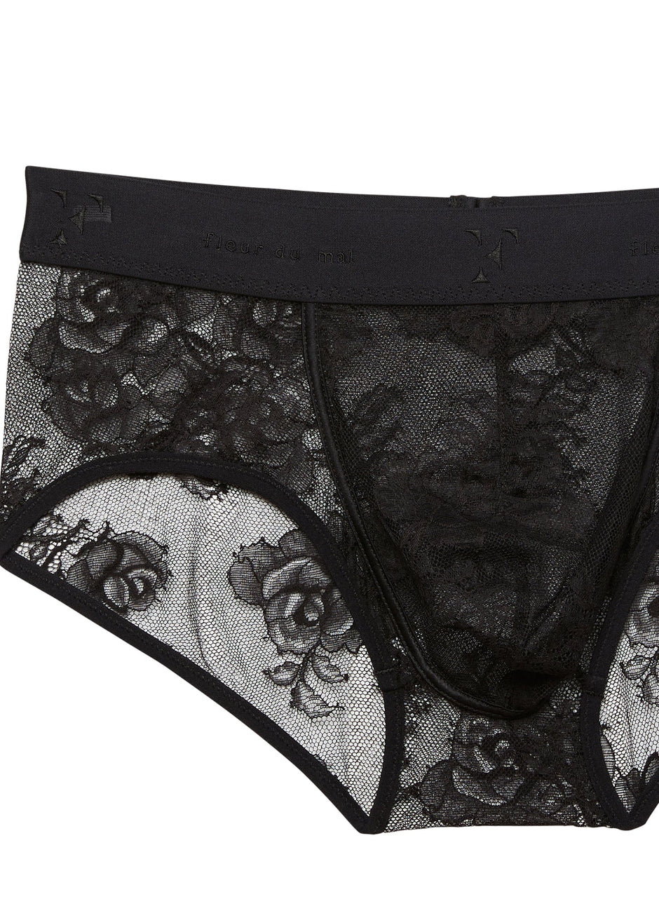 Black - Men&#39;s Bouquet Lace Brief | Fleur du Mal - DEMO