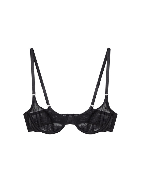Black - Bouquet Lace Scooped Balconette | Fleur du Mal - DEMO